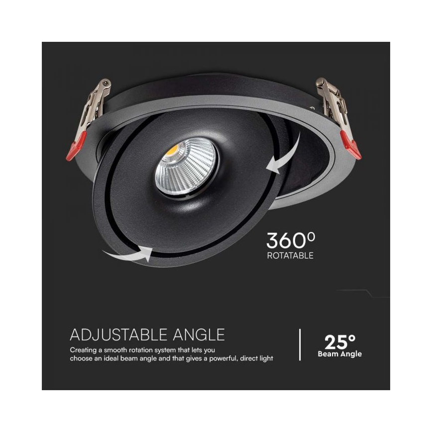 LED Iegremdējams starmetis LED/12W/230V 3000/4000/6400K d. 12 cm melna