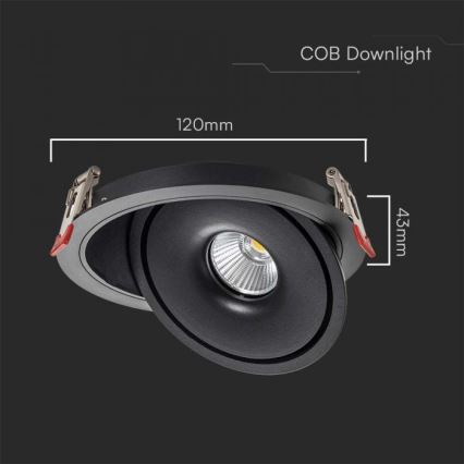LED Iegremdējams starmetis LED/12W/230V 3000/4000/6400K d. 12 cm melna