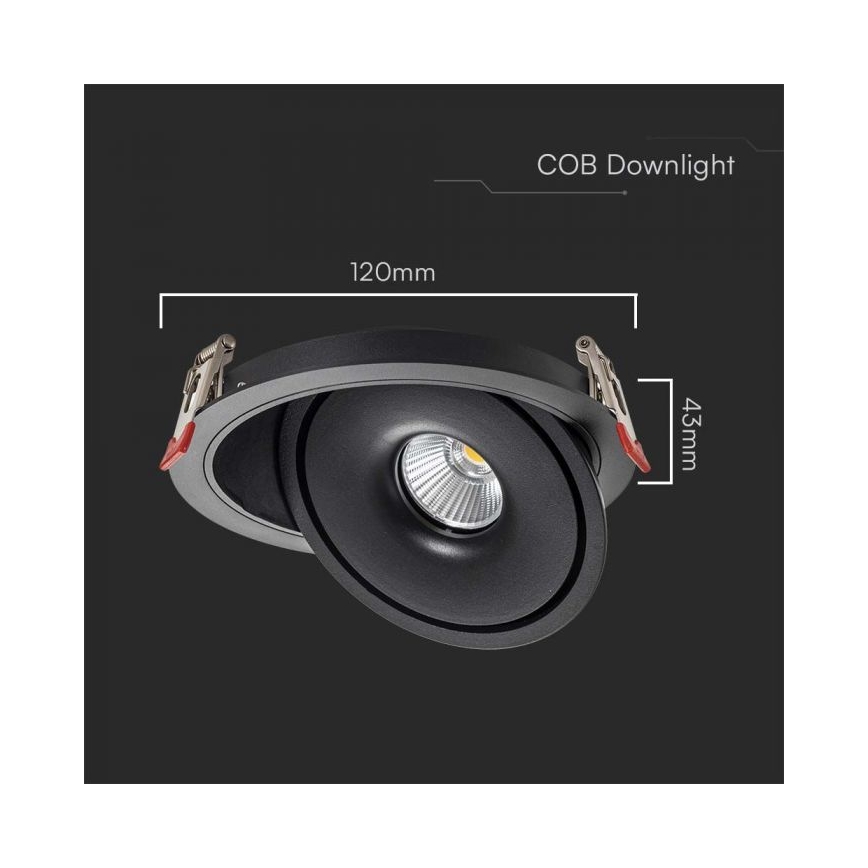 LED Iegremdējams starmetis LED/12W/230V 3000/4000/6400K d. 12 cm melna