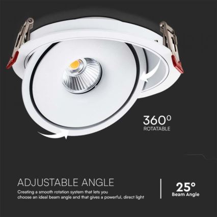 LED Iegremdējams starmetis LED/20W/230V 3000/4000/6400K d. 16,5 cm balta