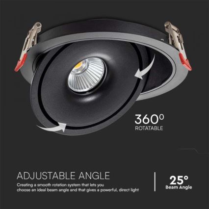 LED Iegremdējams starmetis LED/20W/230V 3000/4000/6400K d. 16,5 cm melna