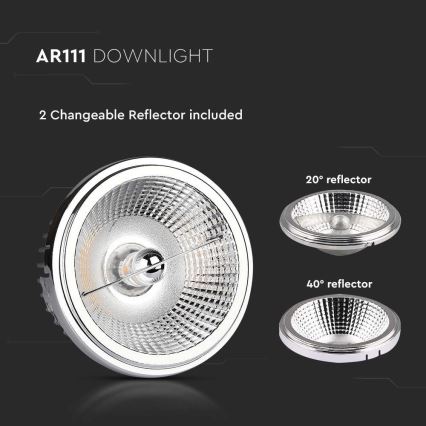 LED Iegremdējams starmetis LED/20W/230V 6400K 40°/20° d. 11 cm spīdīgi hromēts