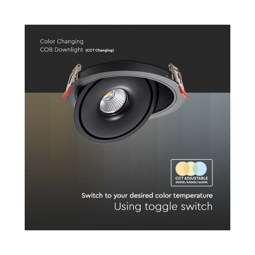 LED Iegremdējams starmetis LED/28W/230V 3000/4000/6400K d. 20 cm melna
