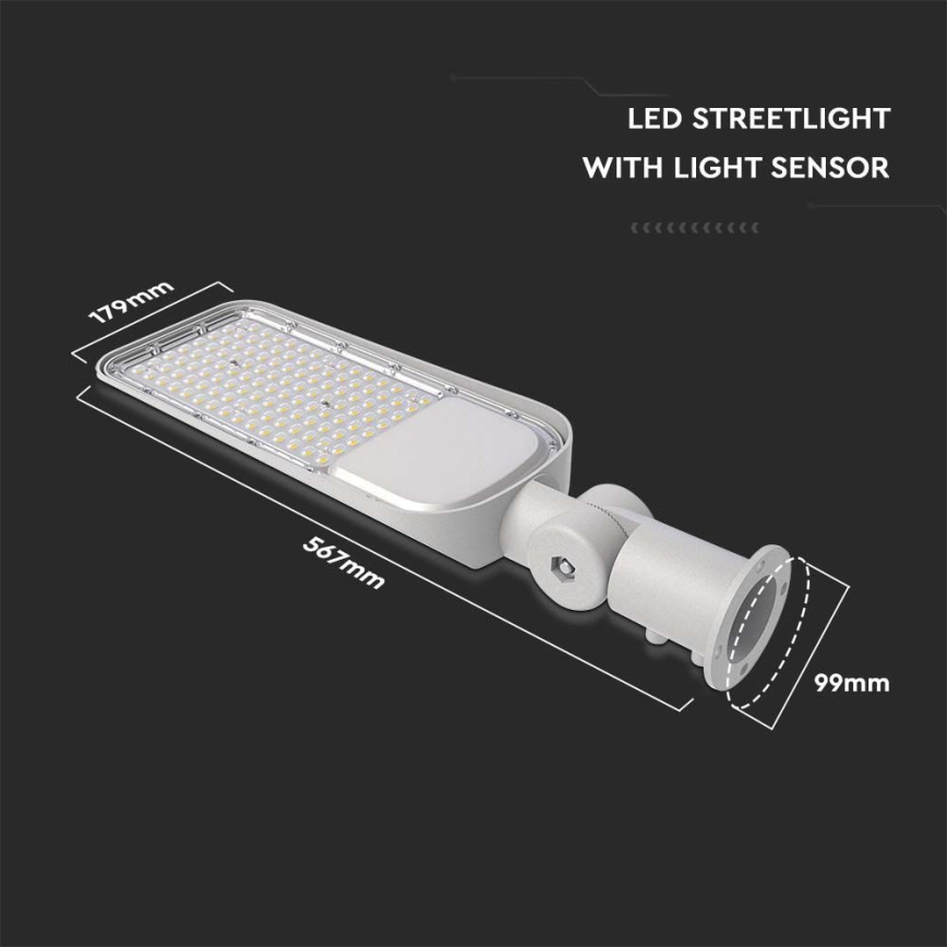 LED Ielas lampa ar krēslas sensoru SAMSUNG CHIP LED/100W/230V 6500K IP65 pelēka