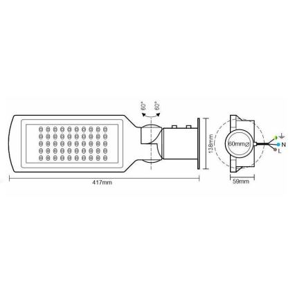 LED Ielas lampa ar sensoru LED/50W/170-400V IP65