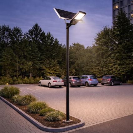 LED ielu lampa ar regulējamu spilgtumu, sensoru un saules paneli KOBRA LED/400W/3,2V 24000 mAh IP65 antracīts + tālvadība