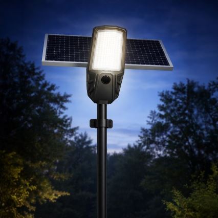 LED ielu lampa ar regulējamu spilgtumu, sensoru un saules paneli KOBRA LED/400W/3,2V 24000 mAh IP65 antracīts + tālvadība