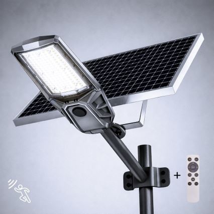 LED ielu lampa ar regulējamu spilgtumu, sensoru un saules paneli KOBRA LED/400W/3,2V 24000 mAh IP65 antracīts + tālvadība