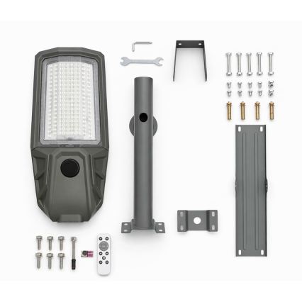 LED ielu lampa ar regulējamu spilgtumu, sensoru un saules paneli KOBRA LED/400W/3,2V 24000 mAh IP65 antracīts + tālvadība
