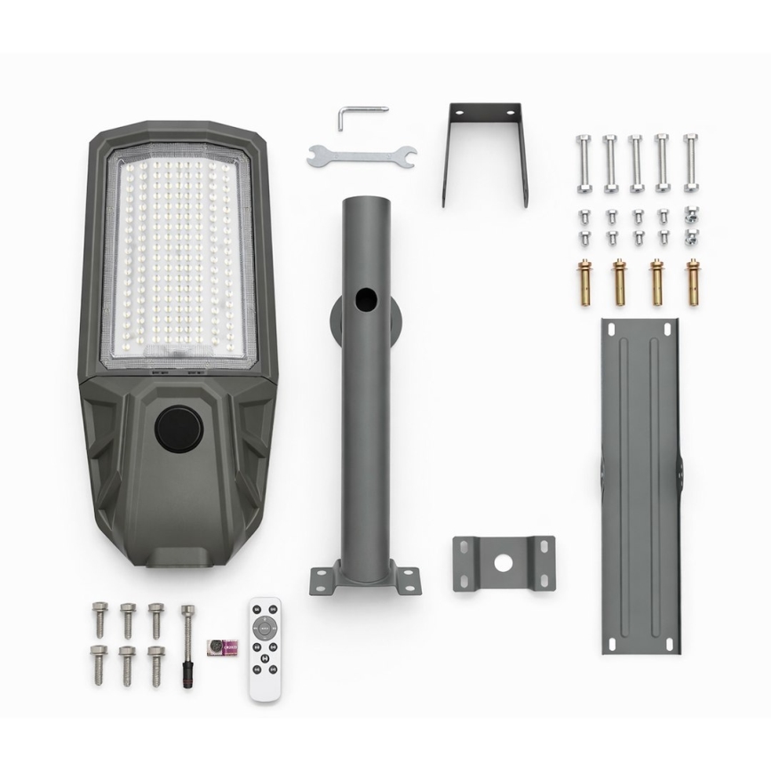 LED ielu lampa ar regulējamu spilgtumu, sensoru un saules paneli KOBRA LED/400W/3,2V 24000 mAh IP65 antracīts + tālvadība