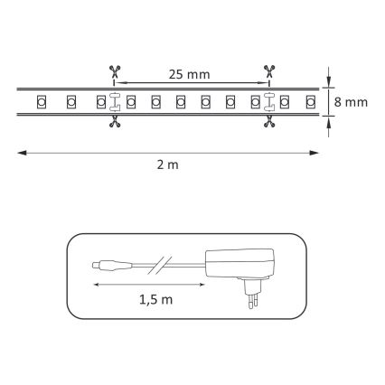 LED josla 2m LED/18W/12V 4000K