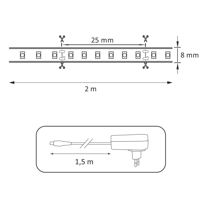 LED josla 2m LED/18W/12V 4000K