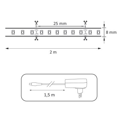 LED josla 2m LED/18W/12V IP65 4000K