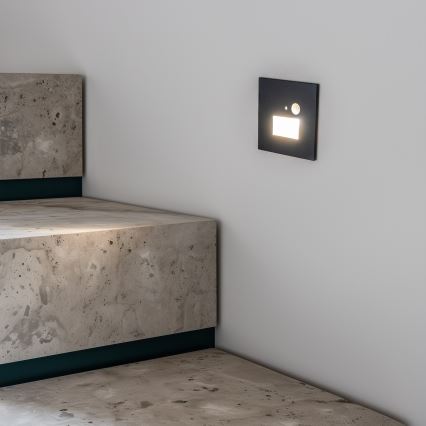 LED kāpņu gaismeklis ar kustības un krēslas sensoru LED/1,5W/230V 3000/4000/6000K antracīta krāsā