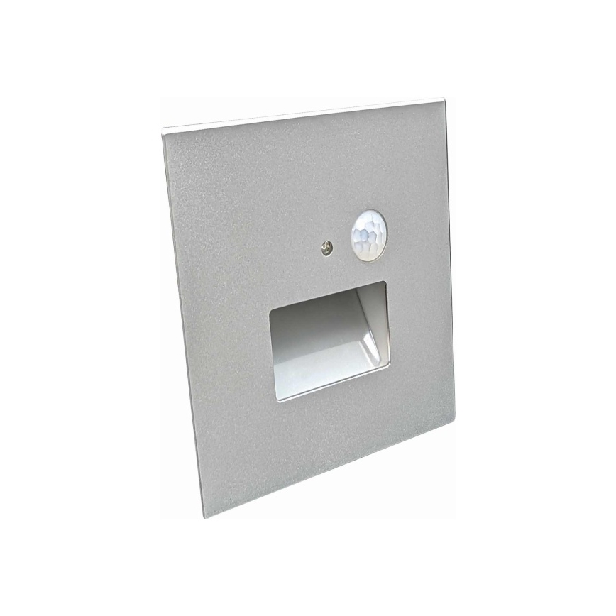 LED kāpņu gaismeklis ar kustības un krēslas sensoru LED/1,5W/230V 3000/4000/6000K pelēks