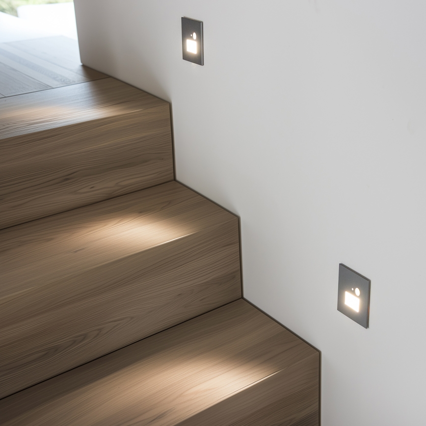 LED kāpņu gaismeklis ar kustības un krēslas sensoru LED/1,5W/230V 3000/4000/6000K sudraba