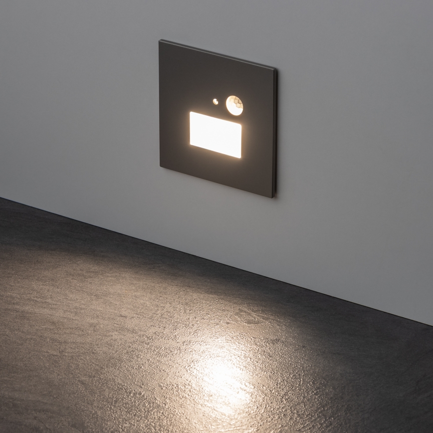 LED kāpņu gaismeklis ar kustības un krēslas sensoru LED/1,5W/230V 3000/4000/6500K pelēks