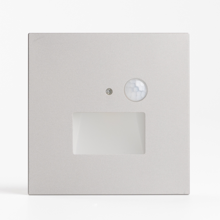 LED kāpņu gaismeklis ar kustības un krēslas sensoru LED/1,5W/230V 3000/4000/6500K pelēks