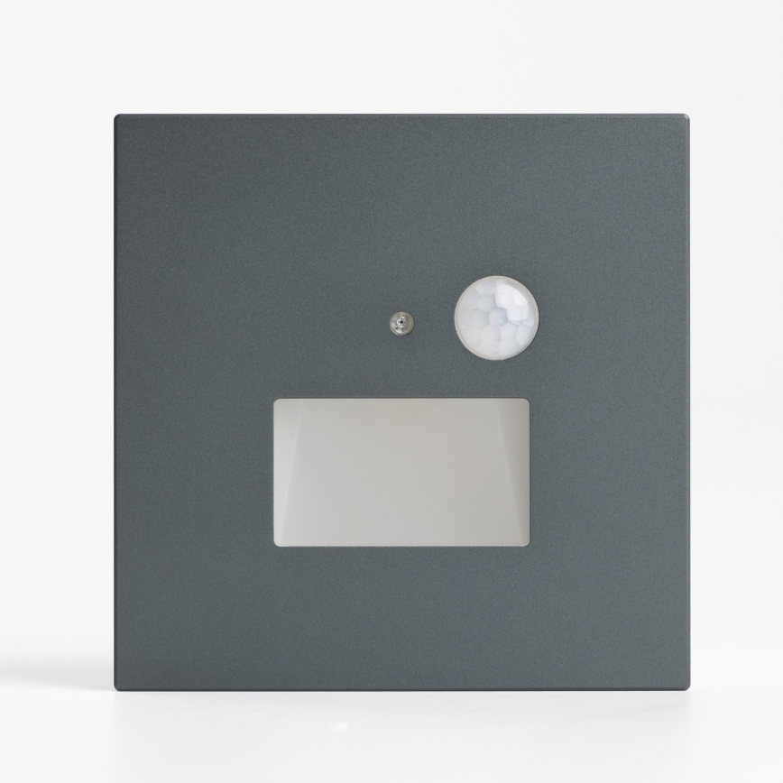 LED kāpņu gaismeklis ar kustības un krēslas sensoru LED/1,5W/230V 3000/4000/6500K antracīts