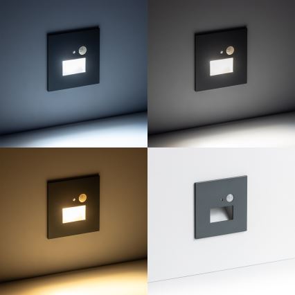 LED kāpņu gaismeklis ar kustības un krēslas sensoru LED/1,5W/230V 3000/4000/6500K antracīts
