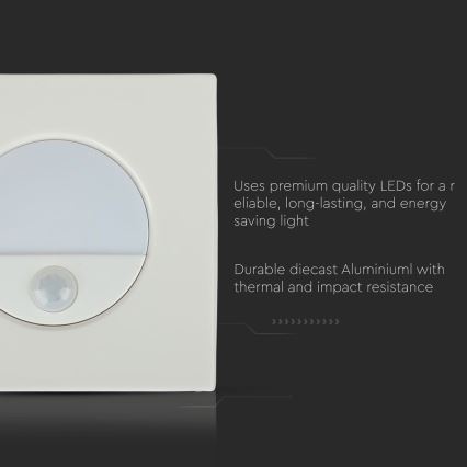LED kāpņu gaismeklis ar kustības sensoru LED/3W/230V 4000K balts