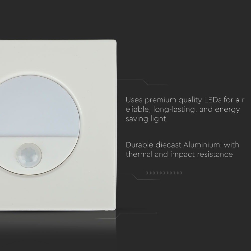 LED kāpņu gaismeklis ar kustības sensoru LED/3W/230V 4000K balts