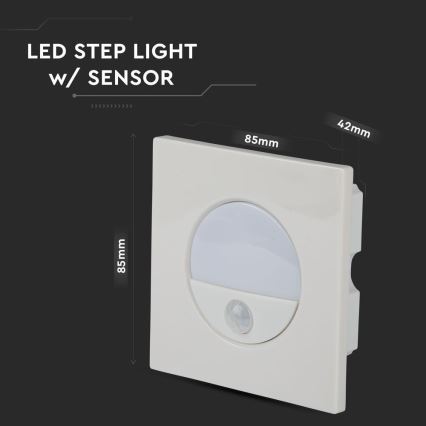 LED kāpņu gaismeklis ar kustības sensoru LED/3W/230V 4000K balts