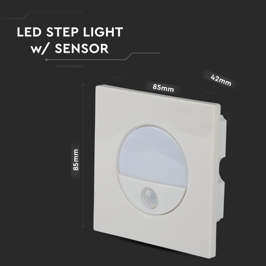LED kāpņu gaismeklis ar kustības sensoru LED/3W/230V 4000K balts