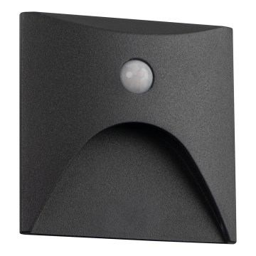 LED kāpņu gaismeklis ar kustības un krēslas sensoru EXIN LED/2,5W/230V 3000K IP65 antracīts, kvadrātveida