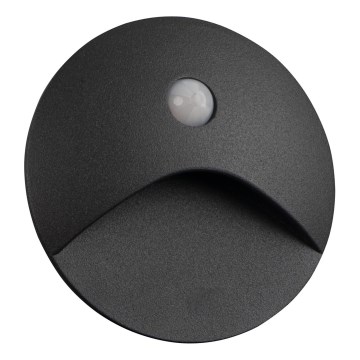 LED kāpņu gaismeklis ar kustības un krēslas sensoru EXIN LED/2,5W/230V 3000K IP65, apaļš antracīta krāsā