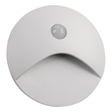 LED kāpņu gaismeklis ar kustības un krēslas sensoru EXIN LED/2,5W/230V 3000K IP65 balts apaļš