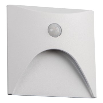 LED kāpņu gaismeklis ar kustības un krēslas sensoru EXIN LED/2,5W/230V 3000K IP65 balts kvadrātveida