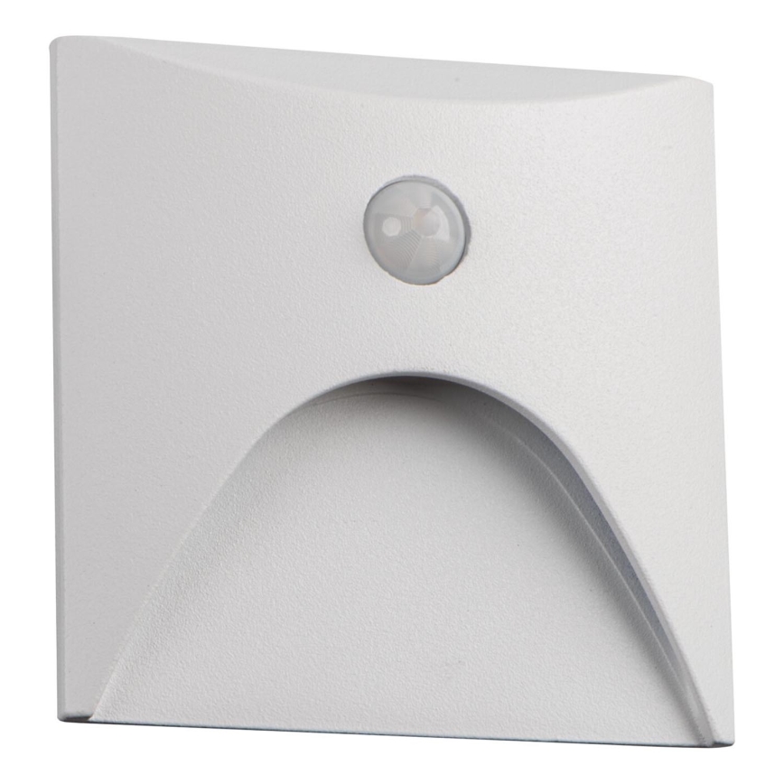 LED kāpņu gaismeklis ar kustības un krēslas sensoru EXIN LED/2,5W/230V 3000K IP65 balts kvadrātveida