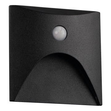 LED kāpņu gaismeklis ar kustības un krēslas sensoru EXIN LED/2,5W/230V 4000K IP65 melns, kvadrātveida