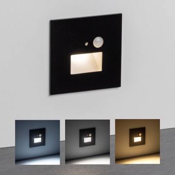 LED kāpņu gaismeklis ar kustības un krēslas sensoru LED/1,5W/230V 3000/4000/6000K melns