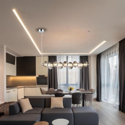 LED karājamā lampa uz kabeļa BOLLA LED/32W/230V spīdīgs hroms/dūmakaini pelēka