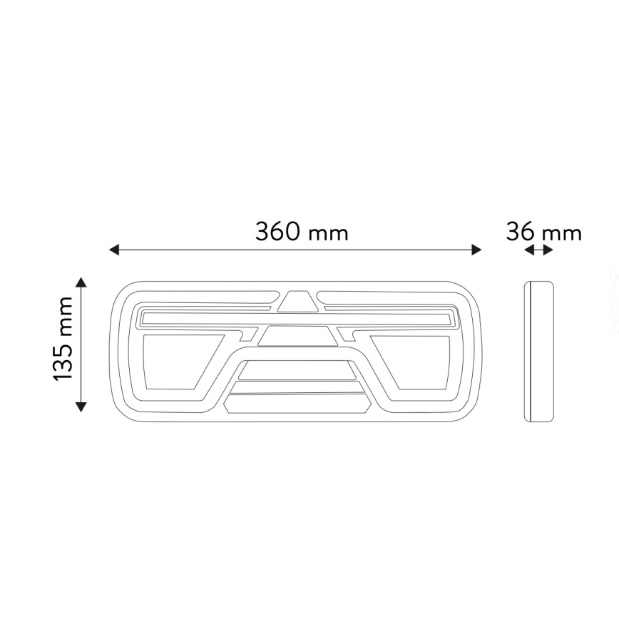 LED Kombinēta lampa ar dinamisku pagrieziena rādītāju LED/10-30V IP67 pa kreisi