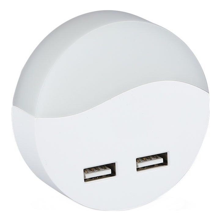 LED Kontaktligzdas nakts lampa ar krēslas sensoru 2xUSB LED/0,45W/230V 3000K