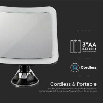 LED Kosmētiskais spogulis LED/3,2W/4,5V 3xAA IP44