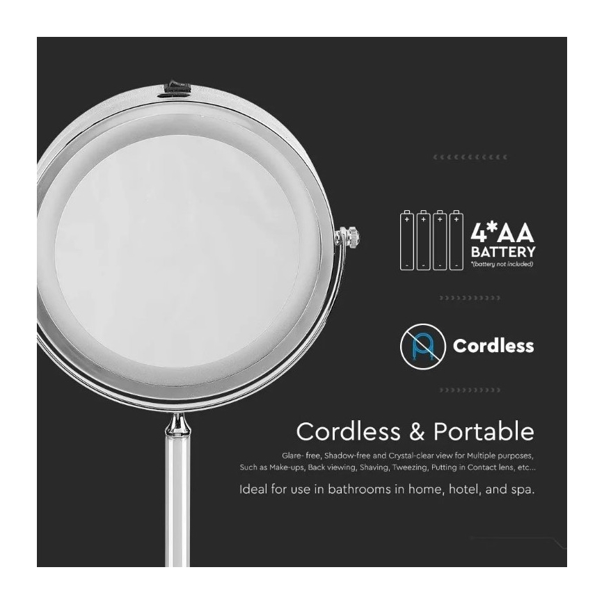 LED Kosmētiskais spogulis LED/3W/6V 4xAA IP44