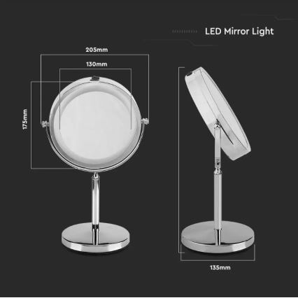 LED Kosmētiskais spogulis LED/3W/6V 4xAA IP44