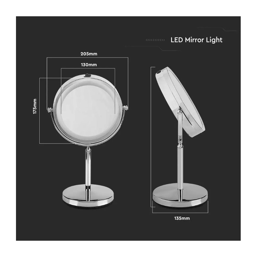 LED Kosmētiskais spogulis LED/3W/6V 4xAA IP44