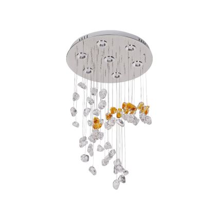 LED kristāla griestu lampa AVARA LED/24W/230V Ø 40 cm spīdīgs hroms + tālvadības pults