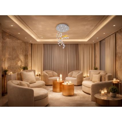 LED kristāla griestu lampa AVARA LED/24W/230V Ø 40 cm spīdīgs hroms + tālvadības pults