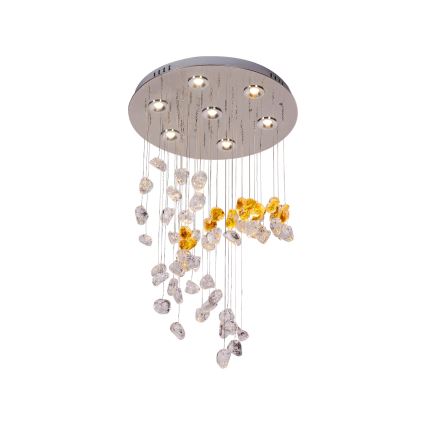 LED kristāla griestu lampa AVARA LED/24W/230V Ø 40 cm spīdīgs hroms + tālvadības pults
