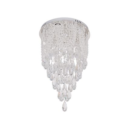 LED kristāla griestu lampa MAJURO LED/30W/230V Ø 40 cm glancēts hroms + tālvadības pults
