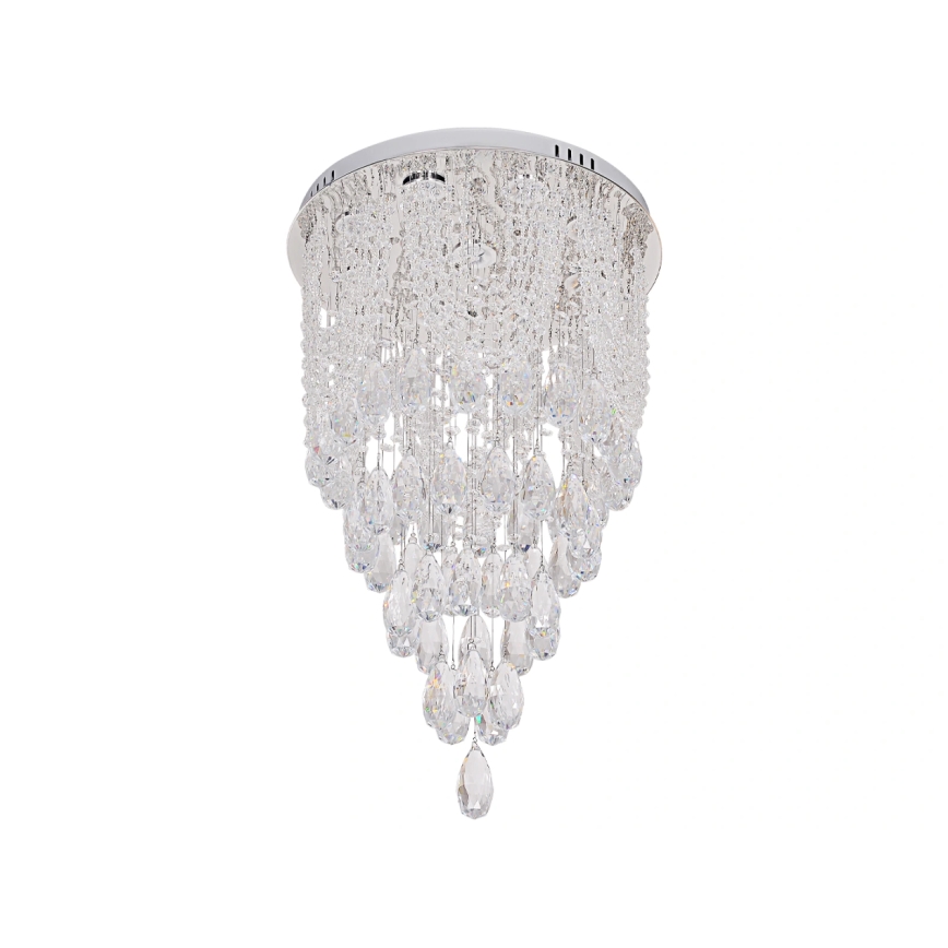 LED kristāla griestu lampa MAJURO LED/30W/230V Ø 40 cm glancēts hroms + tālvadības pults