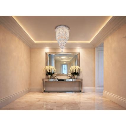 LED kristāla griestu lampa MAJURO LED/30W/230V Ø 40 cm glancēts hroms + tālvadības pults