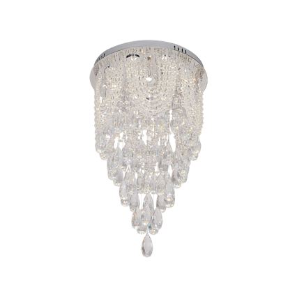 LED kristāla griestu lampa MAJURO LED/30W/230V Ø 40 cm glancēts hroms + tālvadības pults