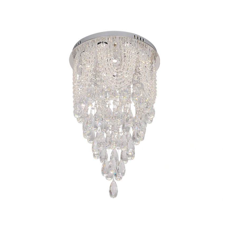 LED kristāla griestu lampa MAJURO LED/30W/230V Ø 40 cm glancēts hroms + tālvadības pults